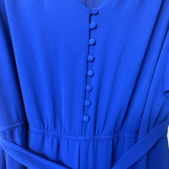 Lane Bryant blue button front jumpsuit with pockets - Picture 2 of 5